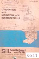 Deka-Southbend-Deka Drill, Southbend, 712 & 1222, Drilling Machines, Set-Up Manual Year (1968)-1222-712-01